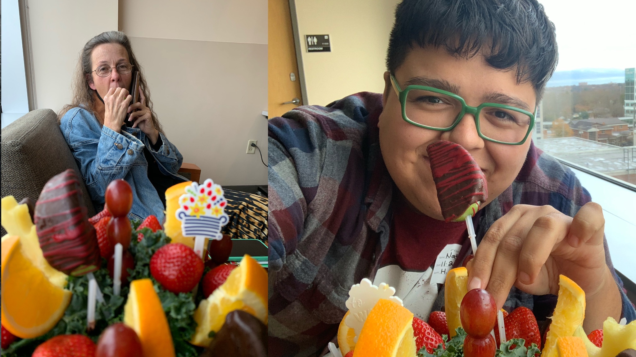 Me and my grandma enjoying our basket. 